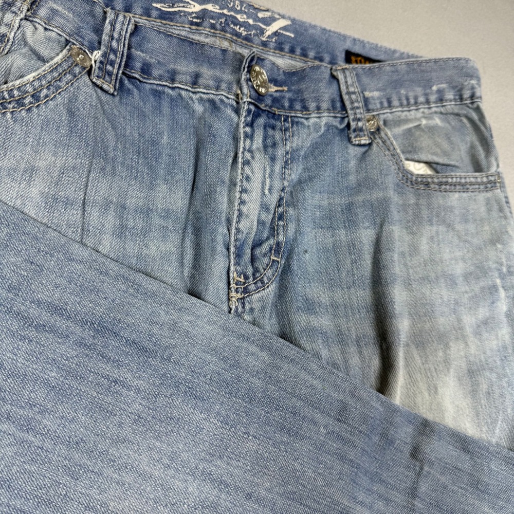 Seven7 Mens Light Wash Relaxed Straight Leg Jeans Blue‎ Denim 38x32